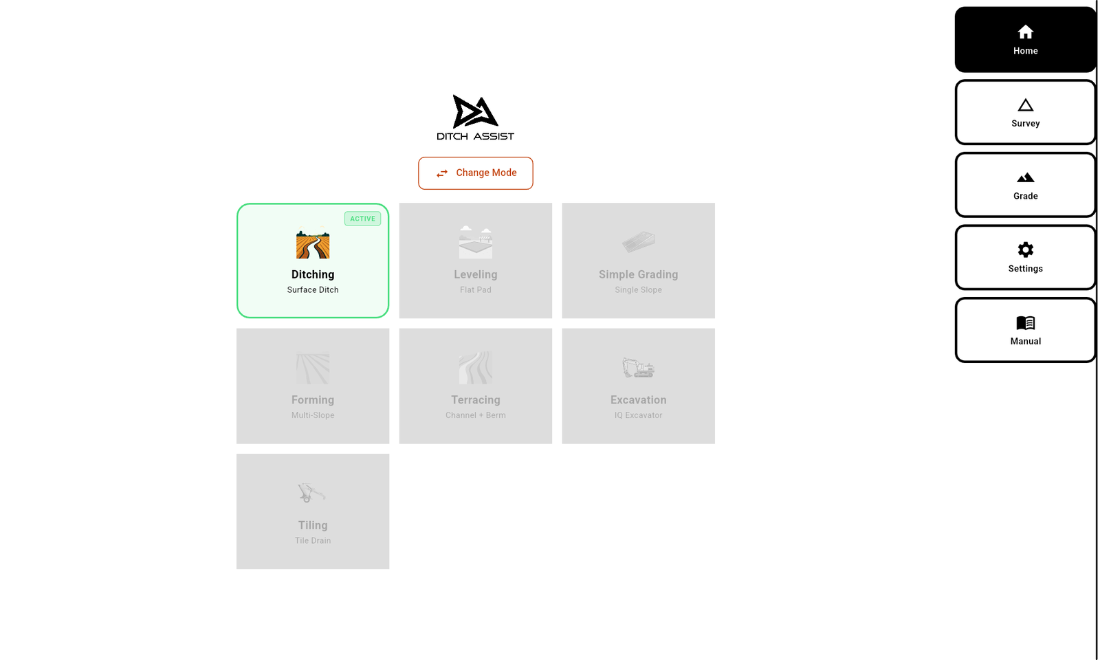 Once a workflow is picked, that card stays in color and a Change Mode button appears.